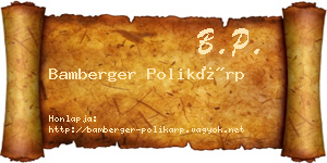 Bamberger Polikárp névjegykártya